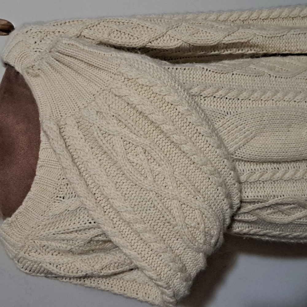 B65 JODIFL Cable Knit Sweater Deary Sz Sm Wide Ribbed Hems Crew Neck Oversized - Picture 4 of 9